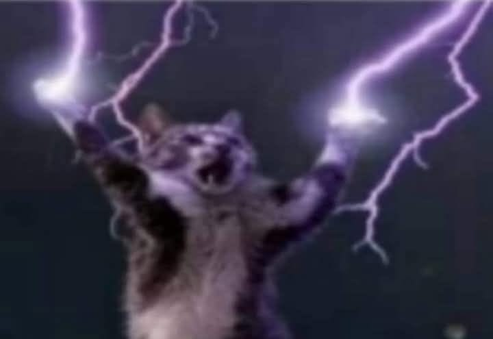 Low-resolution cat with lightning effects